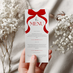 Red Bow Menu Template, Printable Editable Menu 9301