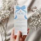 Blue Bow Menu Template, Printable Editable Menu 9304