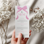 Pink Bow Menu Template, Coquette Printable Editable Menu 9303