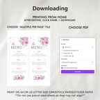 Baby in Bloom Menu Template, Butterfly Baby Shower Printable Editable 9196