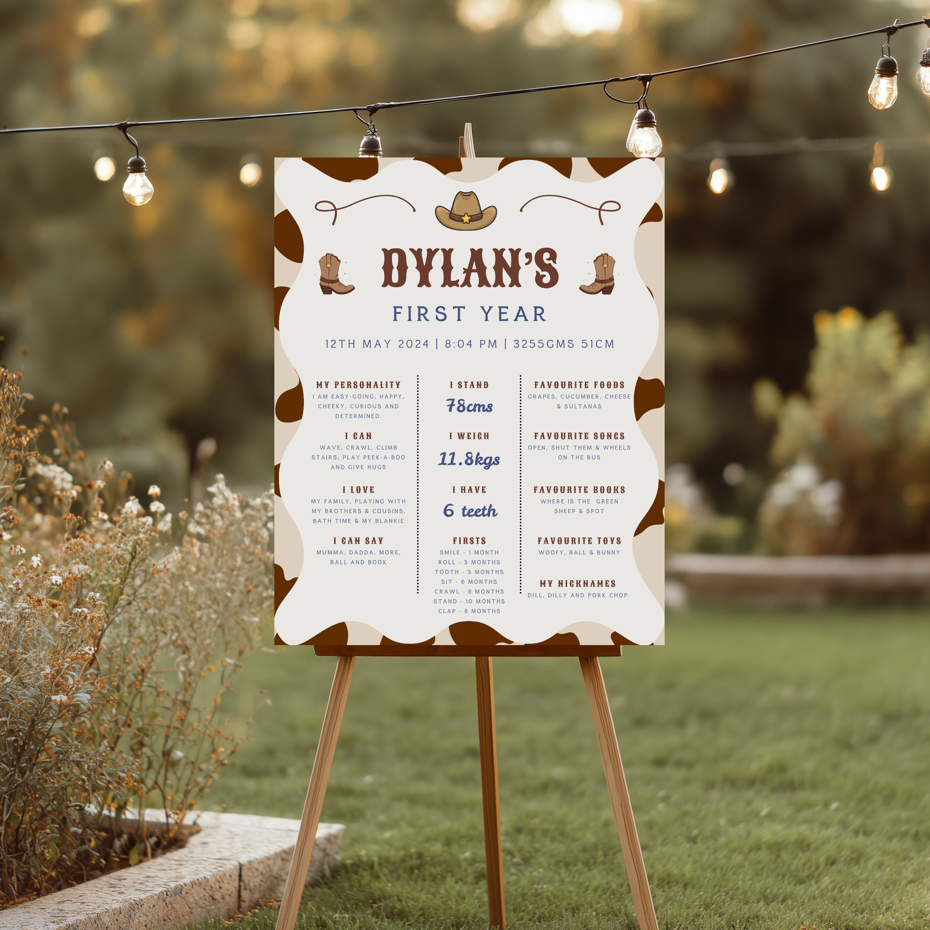 First Rodeo Birthday Milestone Sign, First Rodeo Cowboy 1st Birthday Milestone Board, Milestone Poster Printable, Baby First Year 8539