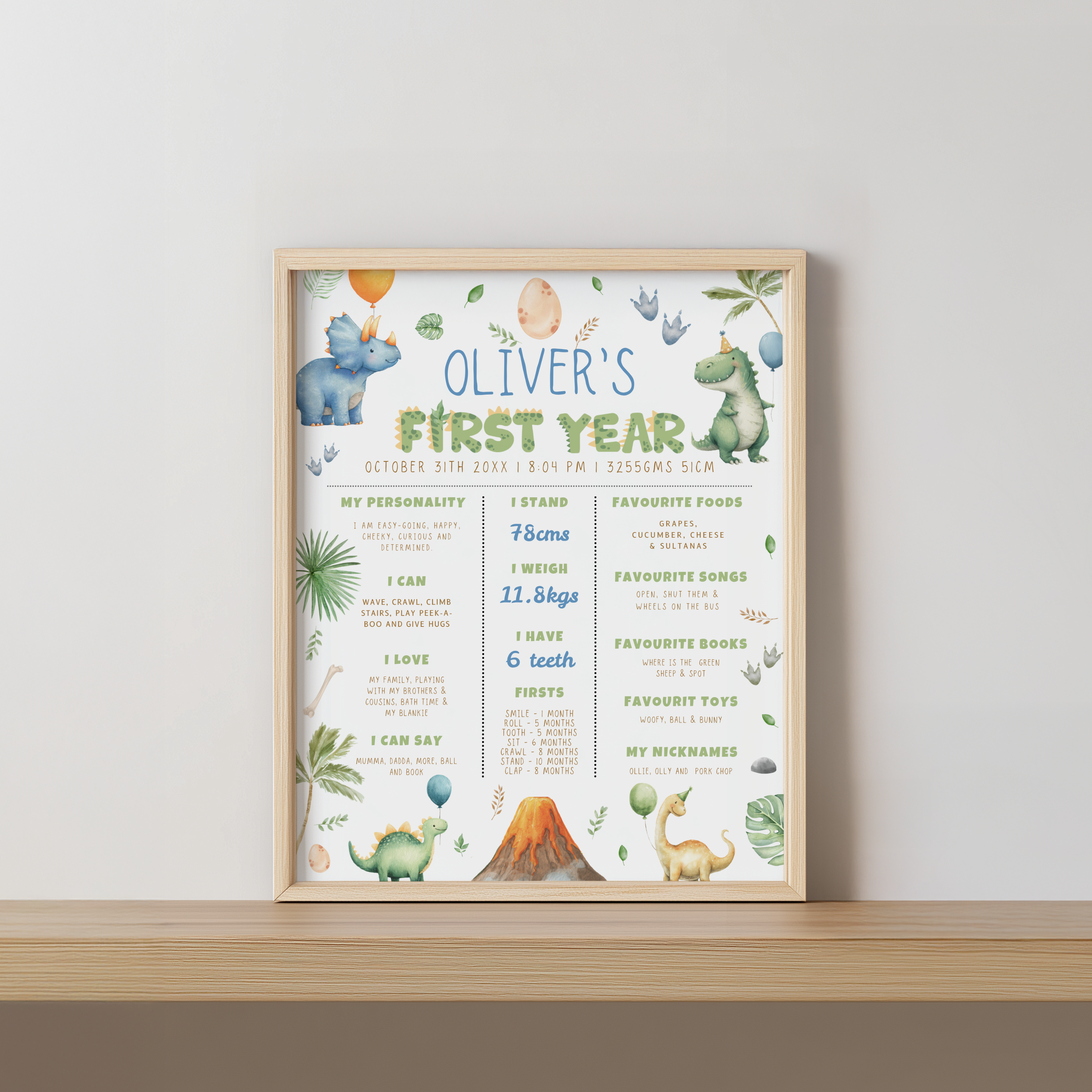 Dinosaur First Birthday Milestone Sign, Dinosaur 1st Birthday Milestone Board, Milestone Poster Printable, Baby First Year 9165