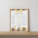 Construction First Birthday Milestone Sign, Yellow Tractor 1st Birthday Milestone Board, Milestone Poster Printable, Baby First Year 9164