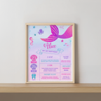 Mermaid First Birthday Milestone Sign, Mermaid 1st Birthday Milestone Board, Mermaid Milestone Poster Printable, Baby First Year 9168