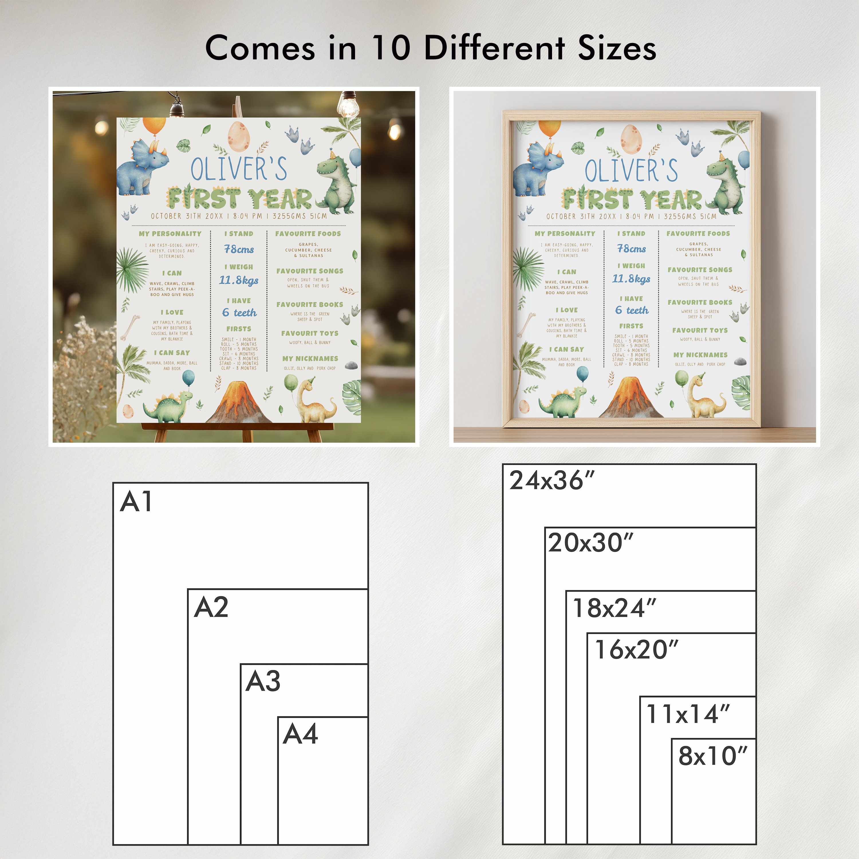 Dinosaur First Birthday Milestone Sign, Dinosaur 1st Birthday Milestone Board, Milestone Poster Printable, Baby First Year 9165