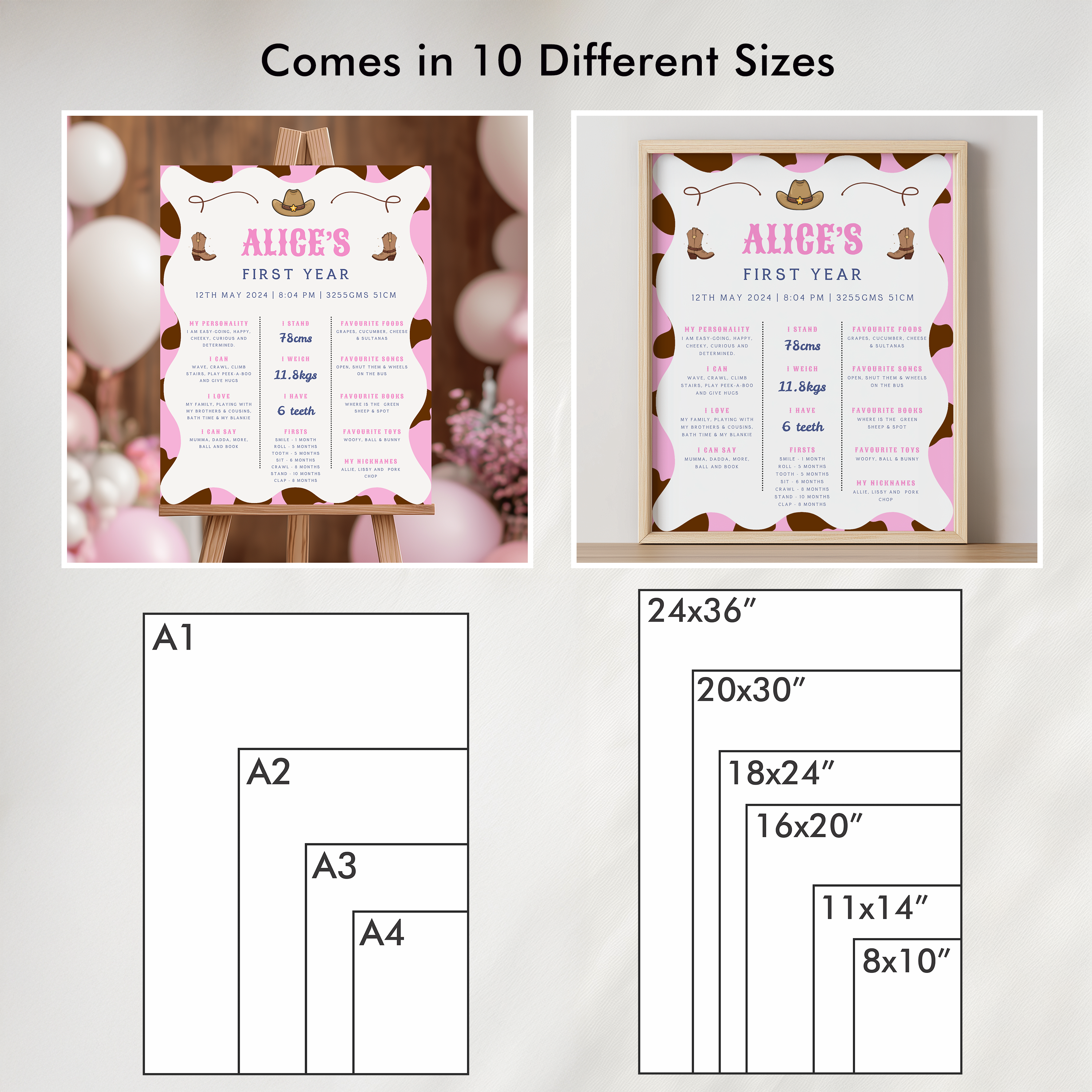 First Rodeo Girl Birthday Milestone Sign, First Rodeo Cowgirl 1st Birthday Milestone Board, Milestone Poster Printable, Baby First Year 8538