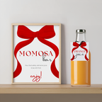 Red Bow Mimosa Bar Sign, Gender Neutral, Momosa Bar Baby Shower Juice Tags 9301