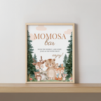 Woodland Mimosa Bar Sign, Woodland Momosa Bar Baby Shower Juice Tags
