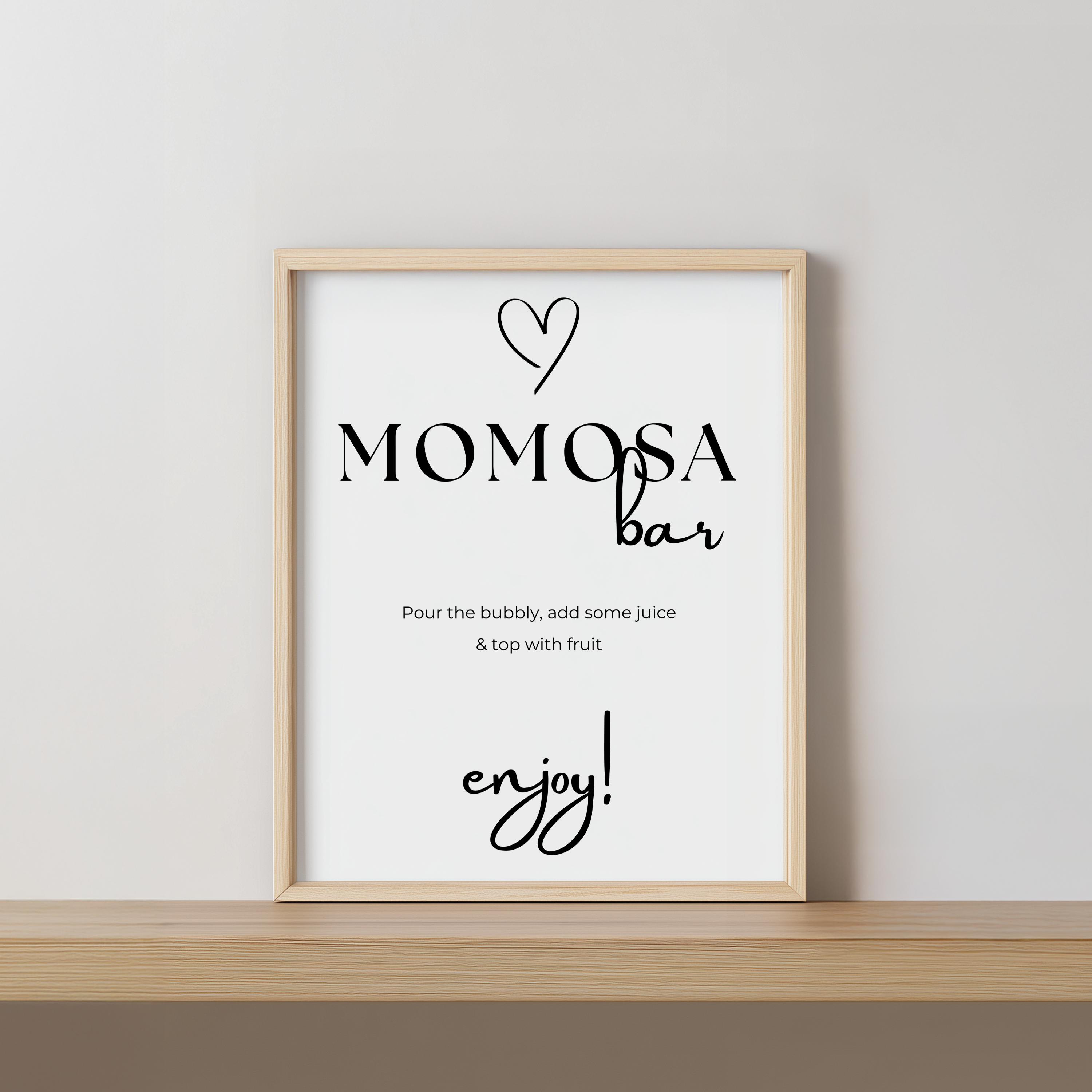 Minimalist Mimosa Bar Sign, Gender Neutral, Momosa Bar Baby Shower Juice Tags 9302