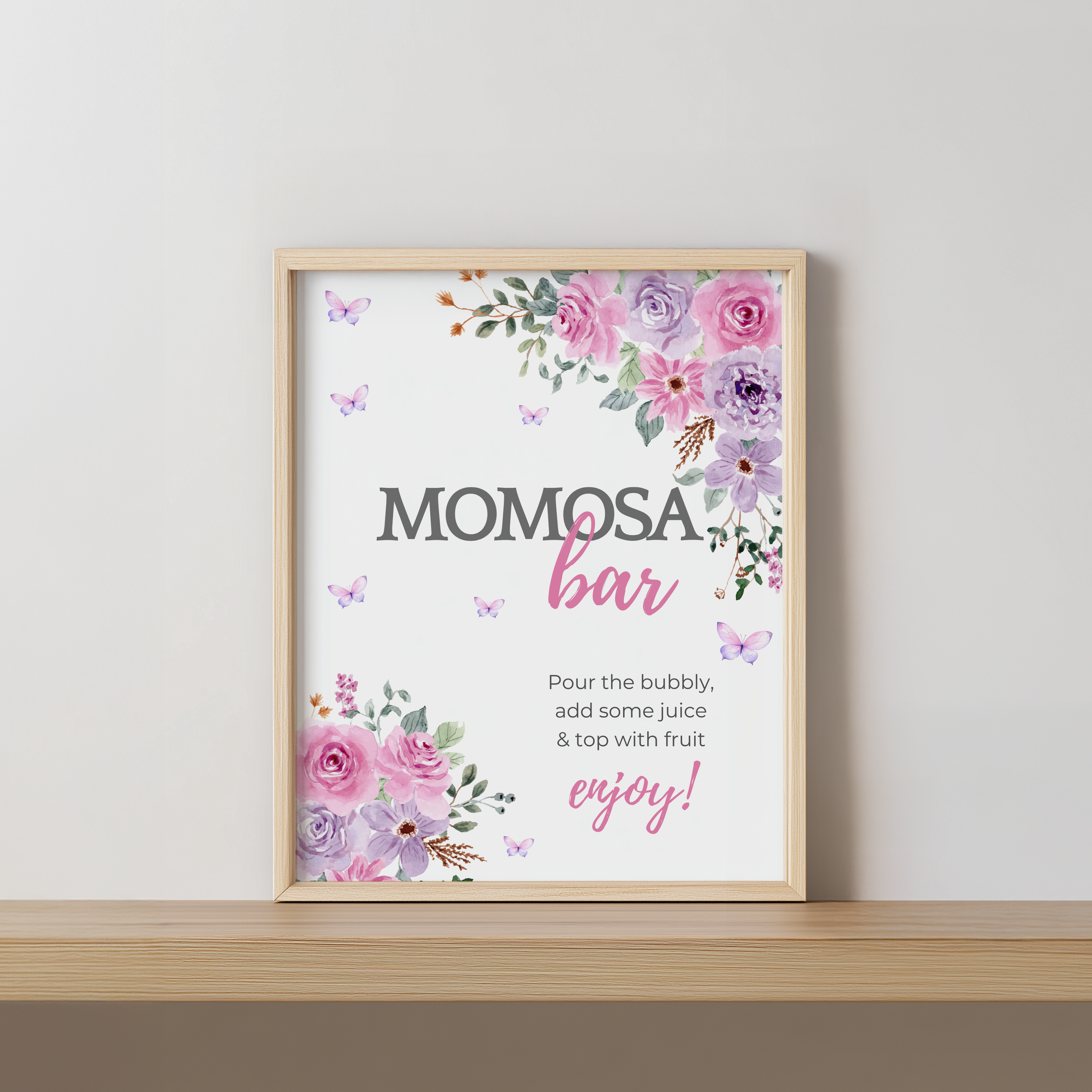Baby in Bloom Mimosa Bar Sign, Momosa Baby Shower Juice Tags 9196
