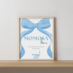 Blue Bow Mimosa Bar Sign, Momosa Bar Baby Shower Juice Tags 9304