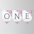 Butterfly High Chair Banner, Purple Flowers Printable Bunting Flag 9194