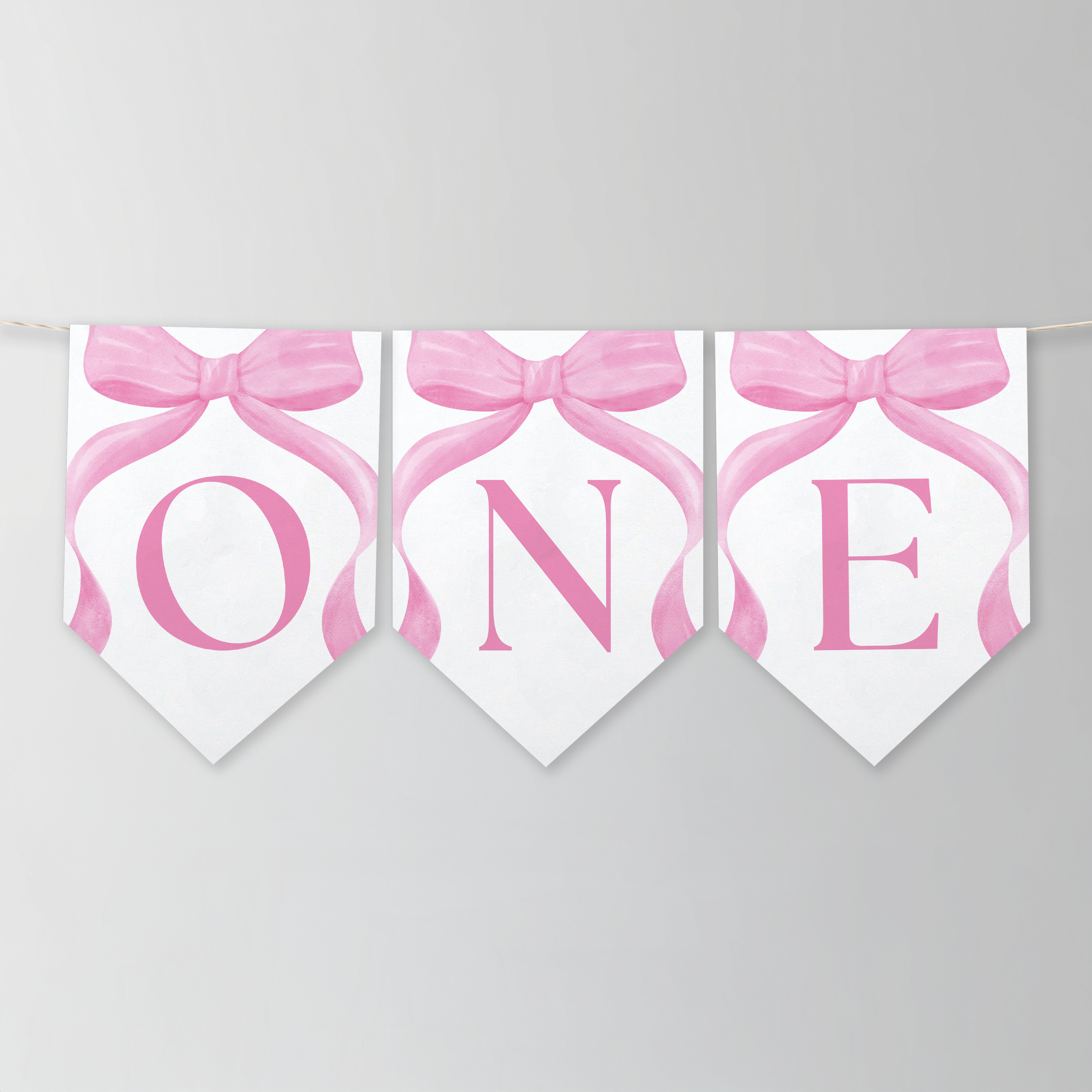 Pink Bow High Chair Banner Printable, 1st Birthday Banner For High Chair, Pink Bow 1st Birthday Decor, Birthday High Chair Banner 9156