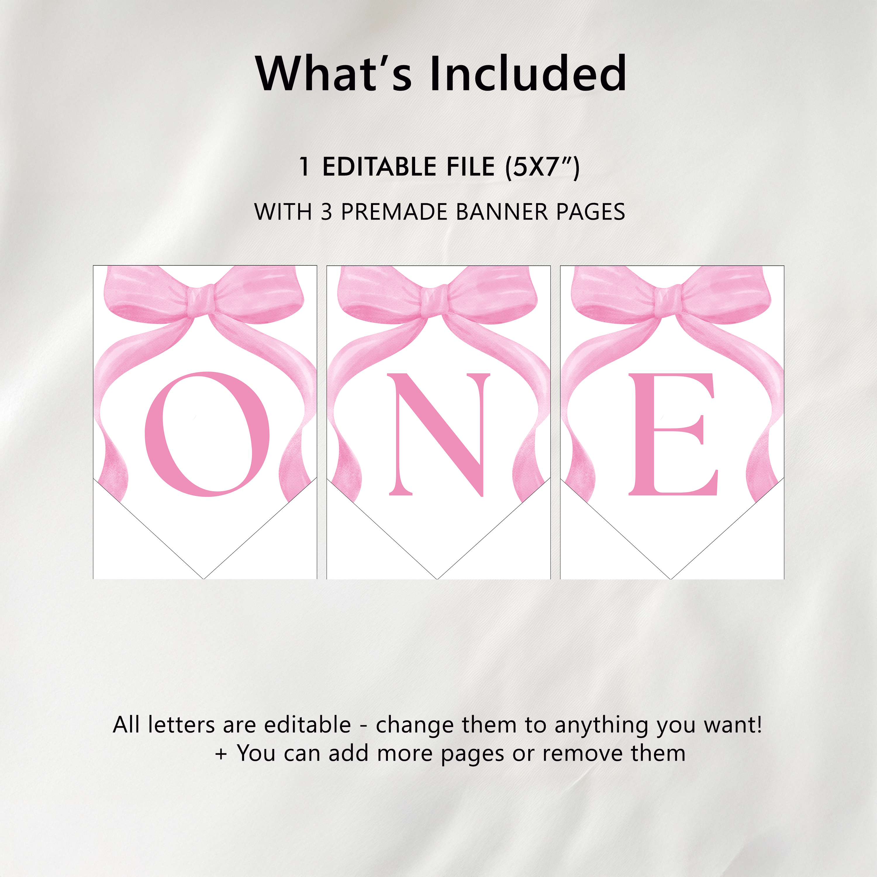 Pink Bow High Chair Banner Printable, 1st Birthday Banner For High Chair, Pink Bow 1st Birthday Decor, Birthday High Chair Banner 9156