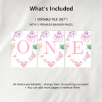 Oneder the sea High Chair Banner, Under the sea Pink Printable Bunting Flag 9180