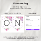 Butterfly High Chair Banner, Purple Flowers Printable Bunting Flag 9194