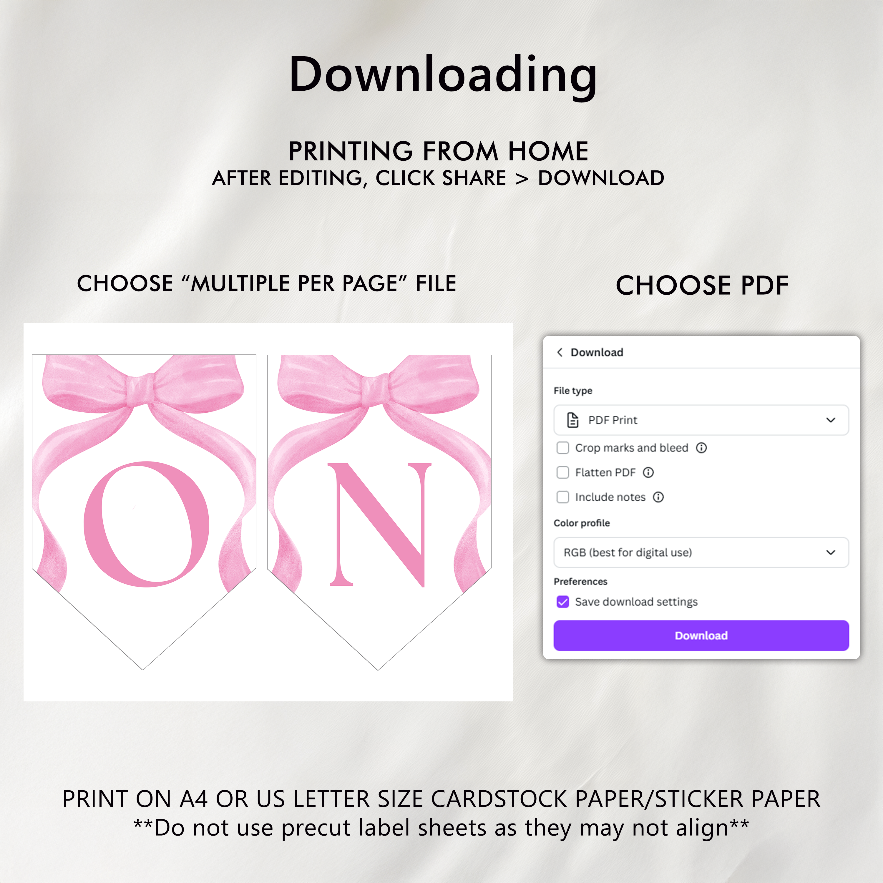 Pink Bow High Chair Banner Printable, 1st Birthday Banner For High Chair, Pink Bow 1st Birthday Decor, Birthday High Chair Banner 9156