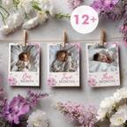 Butterfly Year Photo, Purple Flowers Baby's 1st Year Month Photos 9194