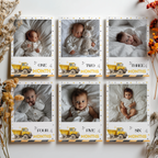 Construction First Year Photos, Yellow Tractors 1st Birthday Photos, Baby's First Year Month Photos, Monthly Photo Banner 9164