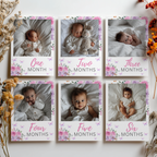 Butterfly Year Photo, Purple Flowers Baby's 1st Year Month Photos 9194