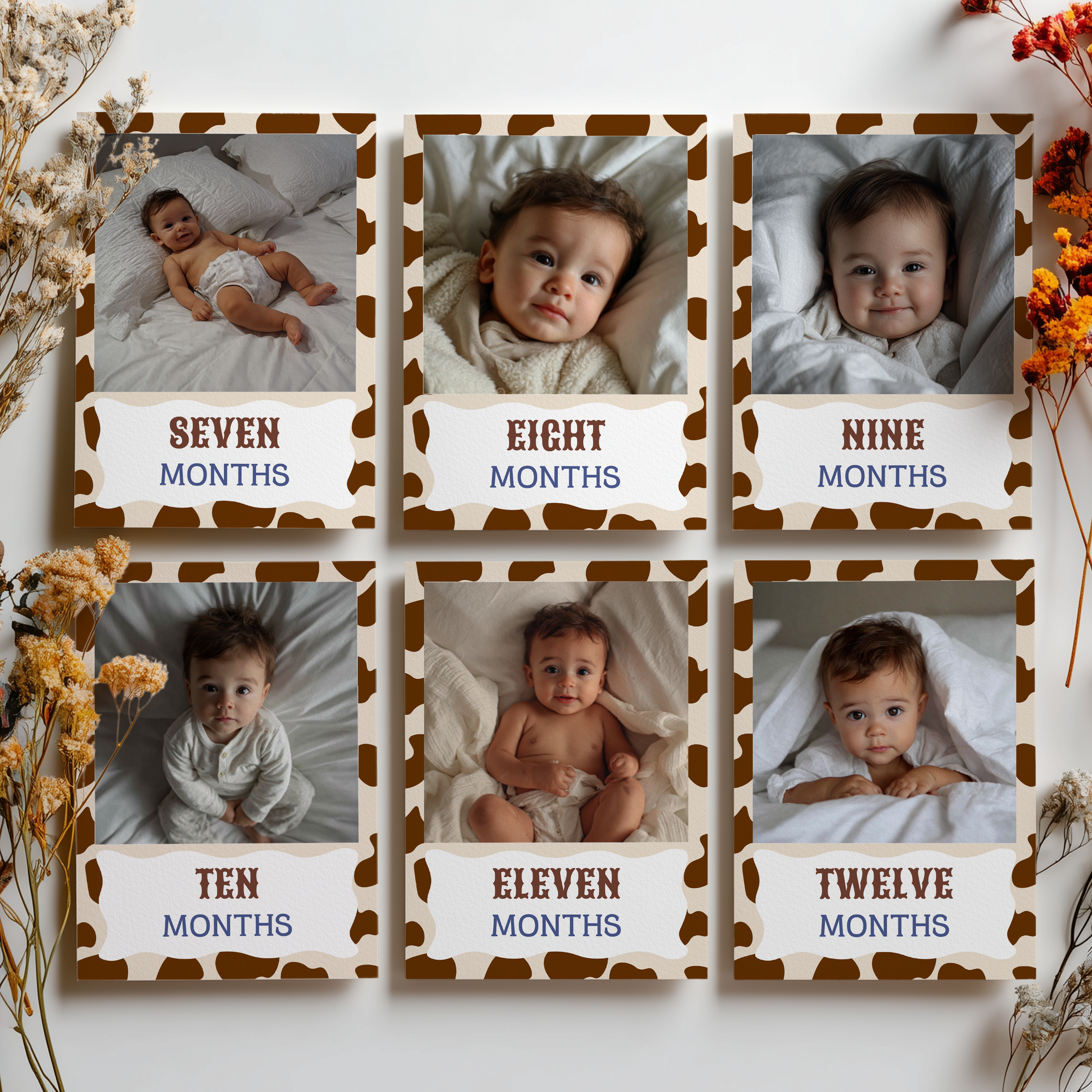 First Rodeo First Year Photos, Cowboy 1st Rodeo Birthday Photos, Baby's First Year Month Photos, Monthly Photo Banner 8539