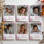 Butterfly Year Photo, Purple Flowers Baby's 1st Year Month Photos 9194