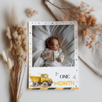 Construction First Year Photos, Yellow Tractors 1st Birthday Photos, Baby's First Year Month Photos, Monthly Photo Banner 9164