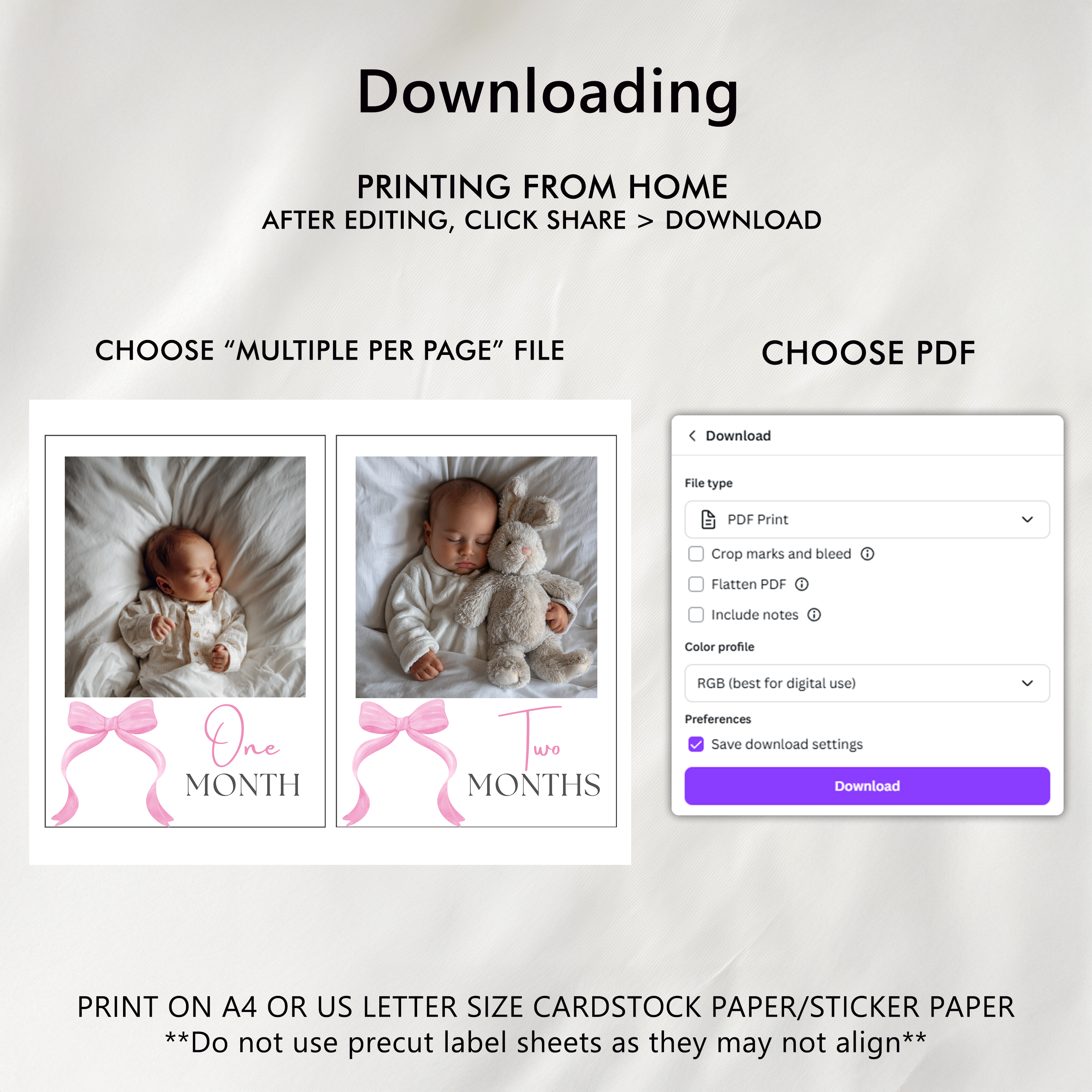 Pink Bow Milestone Photo Banner: Baby First Year 9156