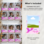 Mermaid First Year Photos, Mermaid 1st Birthday Photos, Mermaid First Year Month Photos, Monthly Photo Banner 9168