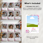 Butterfly Year Photo, Purple Flowers Baby's 1st Year Month Photos 9194