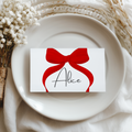 Red Bow Place Card Template Printable, Gender Neutral, Baby Shower Editable Place Cards 9301