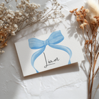 Blue Bow Place Card Template Printable, Editable Place Cards 9304