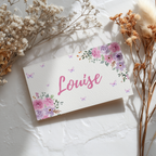 Baby in Bloom Place Card Template Printable, Girl, Flowers Editable Place Cards 9196