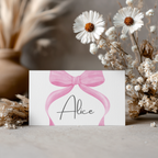 Pink Bow Place Card Template Printable, Baby Girl, Coquette Editable Place Cards 9303
