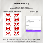 Red Bow Place Card Template Printable, Gender Neutral, Baby Shower Editable Place Cards 9301