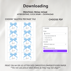 Blue Bow Place Card Template Printable, Editable Place Cards 9304