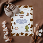 Cowboy First Rodeo Thank You Card | Editable Canva Template | Birthday Party Printable 8539