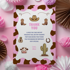 Cowgirl First Rodeo Editable Birthday Thank You Card | Printable Template | Instant Download 8538