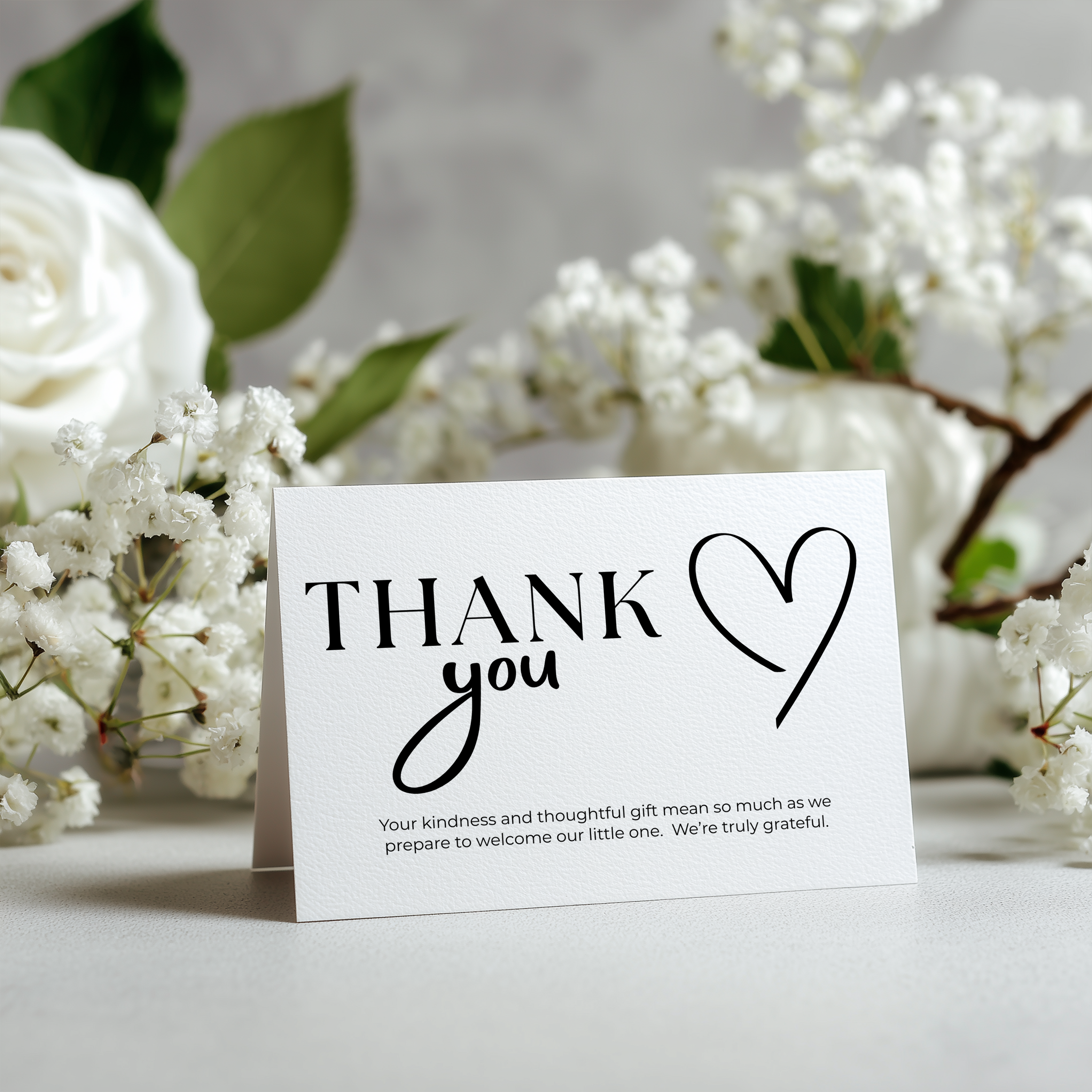 Minimal Thank You Card Template, Gender Neutral, Modern Elegant Special Thanks 9302