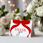 Red Bow Thank You Card Template, Gender Neutral, Coquette, Red Ribbon Special Thanks 9301