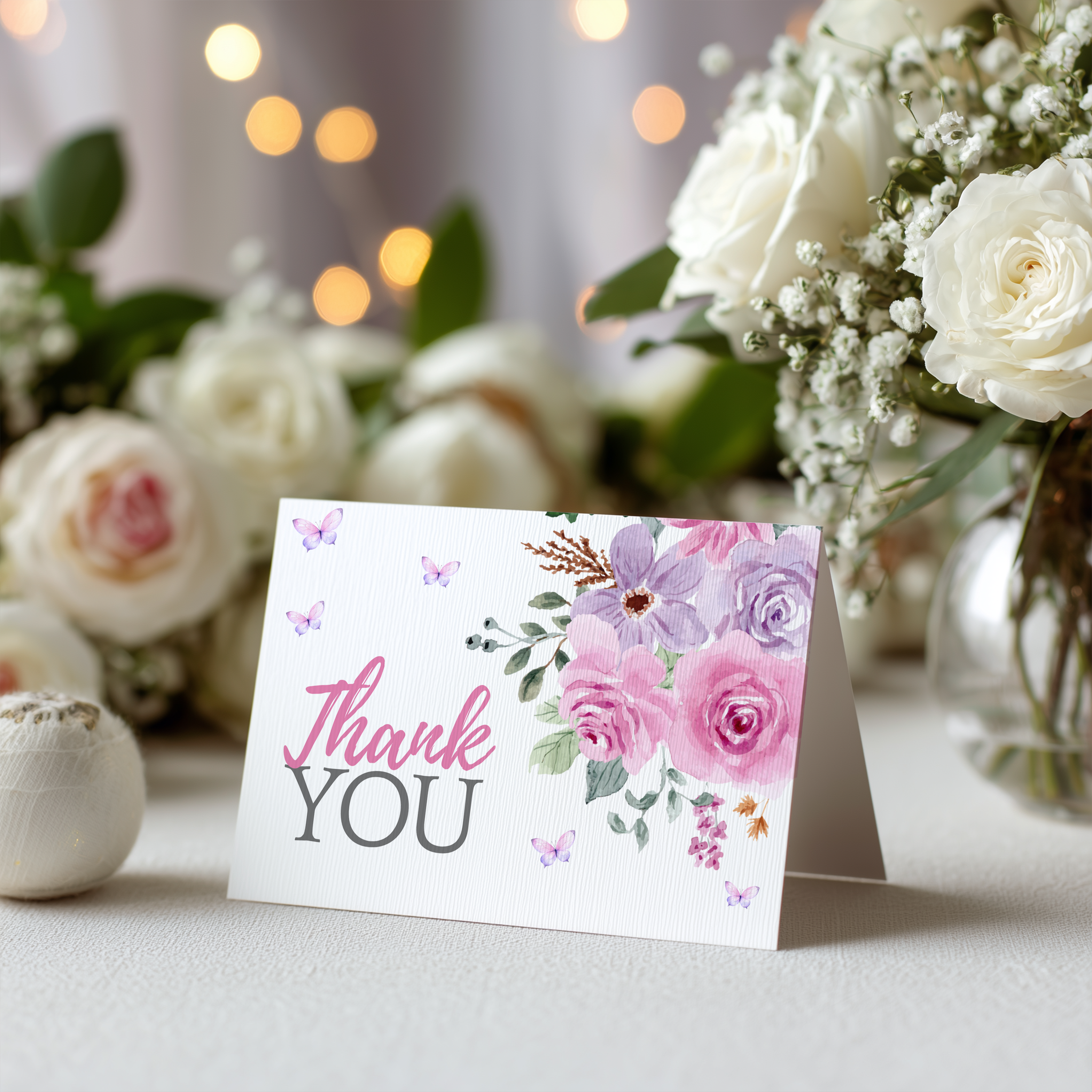 Baby in Bloom Thank You Card Template, Lilac Flowers Special Thanks 9196
