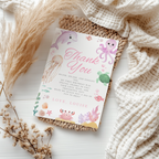 Oneder the sea Thank You Cards Template, Under the sea Pink Printable Thanks Card 9180