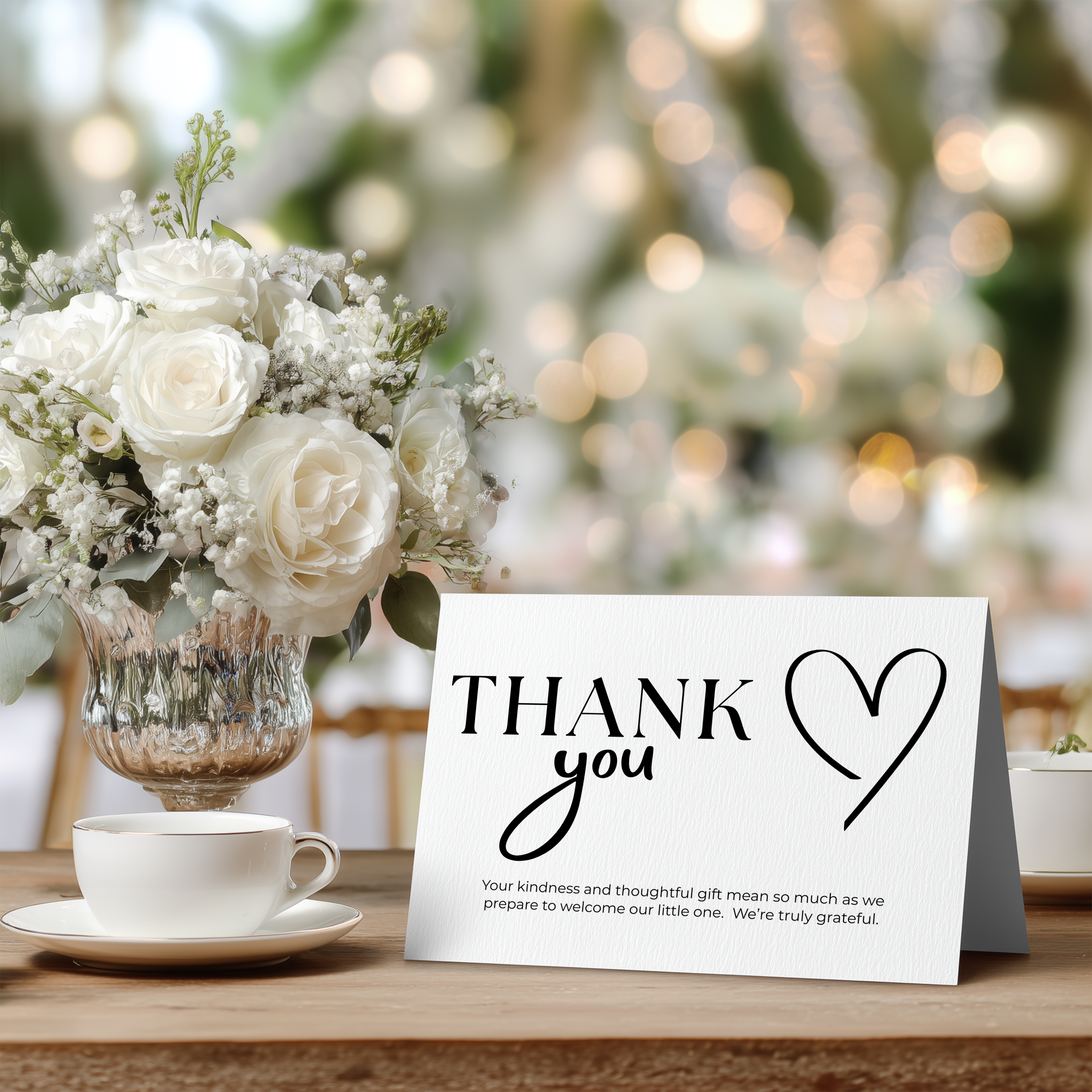 Minimal Thank You Card Template, Gender Neutral, Modern Elegant Special Thanks 9302