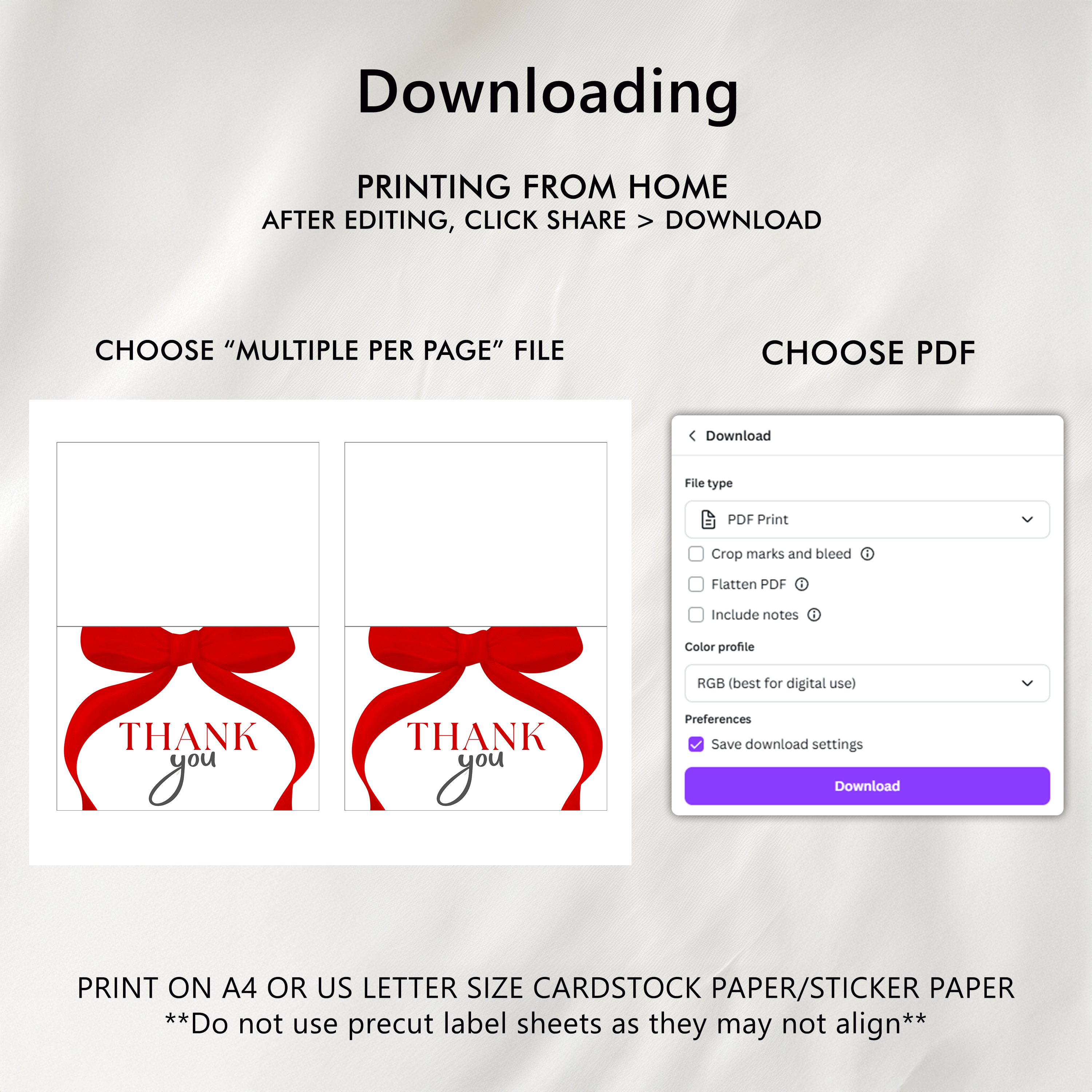Red Bow Thank You Card Template, Gender Neutral, Coquette, Red Ribbon Special Thanks 9301