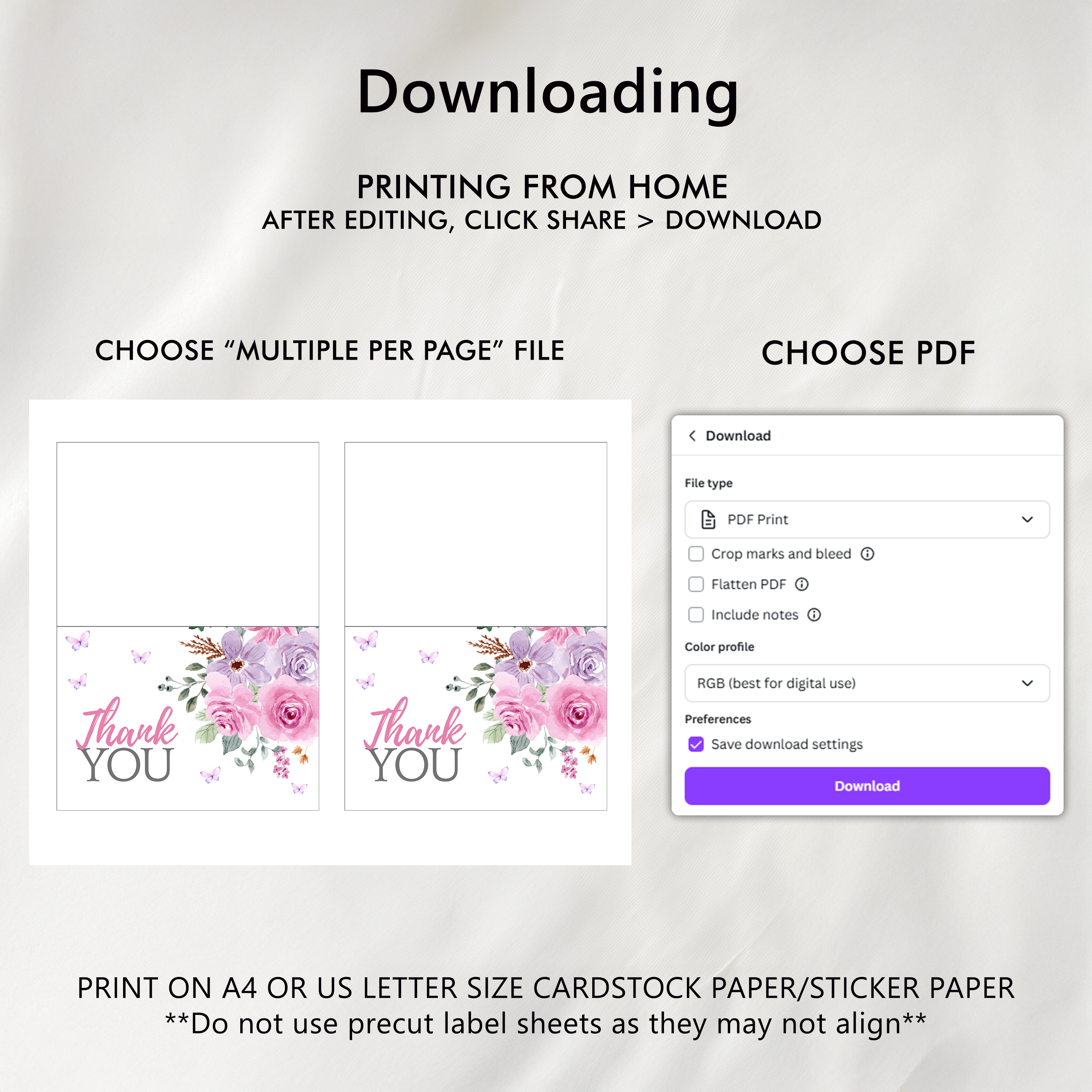 Baby in Bloom Thank You Card Template, Lilac Flowers Special Thanks 9196
