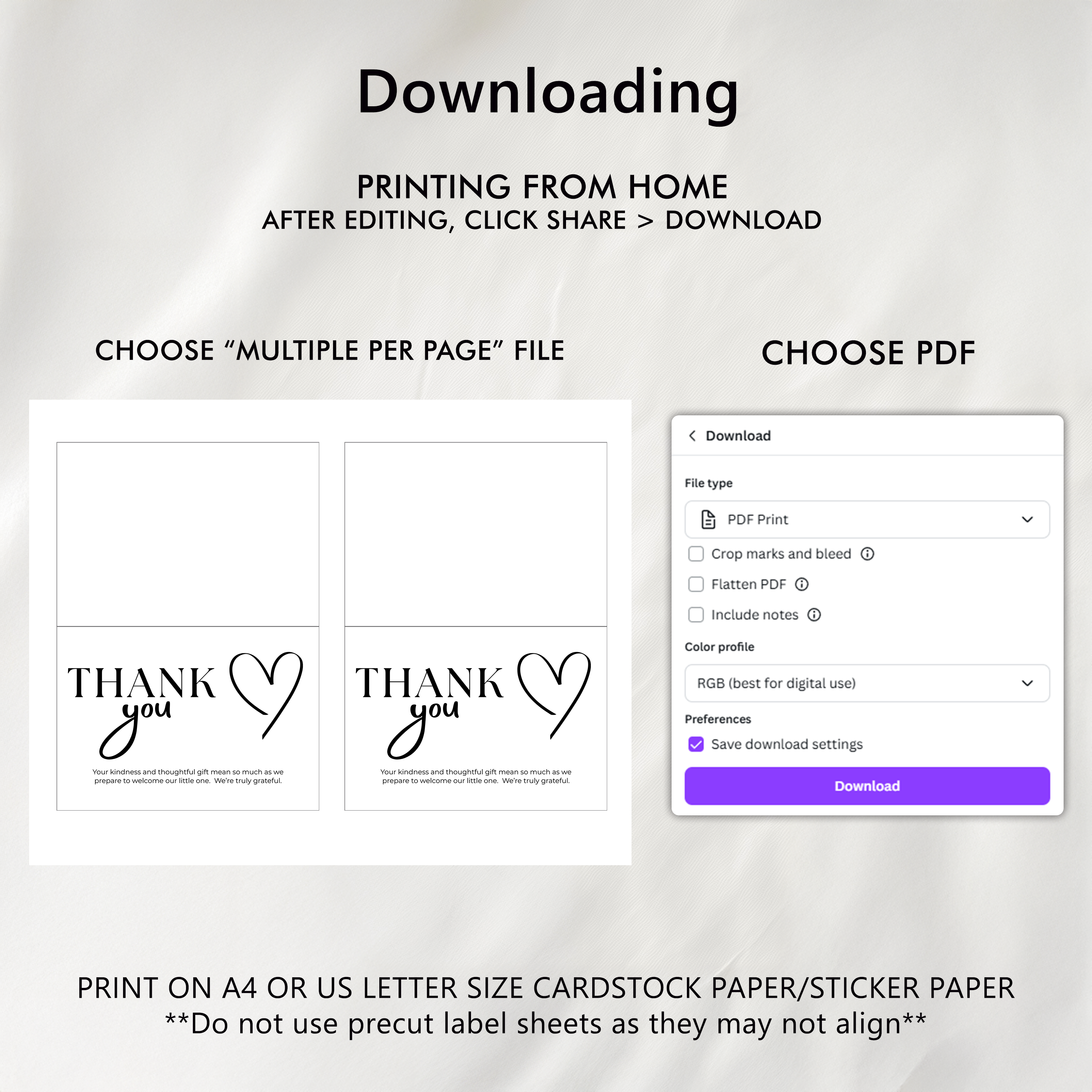 Minimal Thank You Card Template, Gender Neutral, Modern Elegant Special Thanks 9302