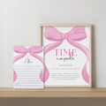 Pink Bow Time Capsule Sign, Pink Bow 1st Birthday Time Capsule, Time Capsule Template, Girls Bow 1st Birthday Decorations Pink 9156
