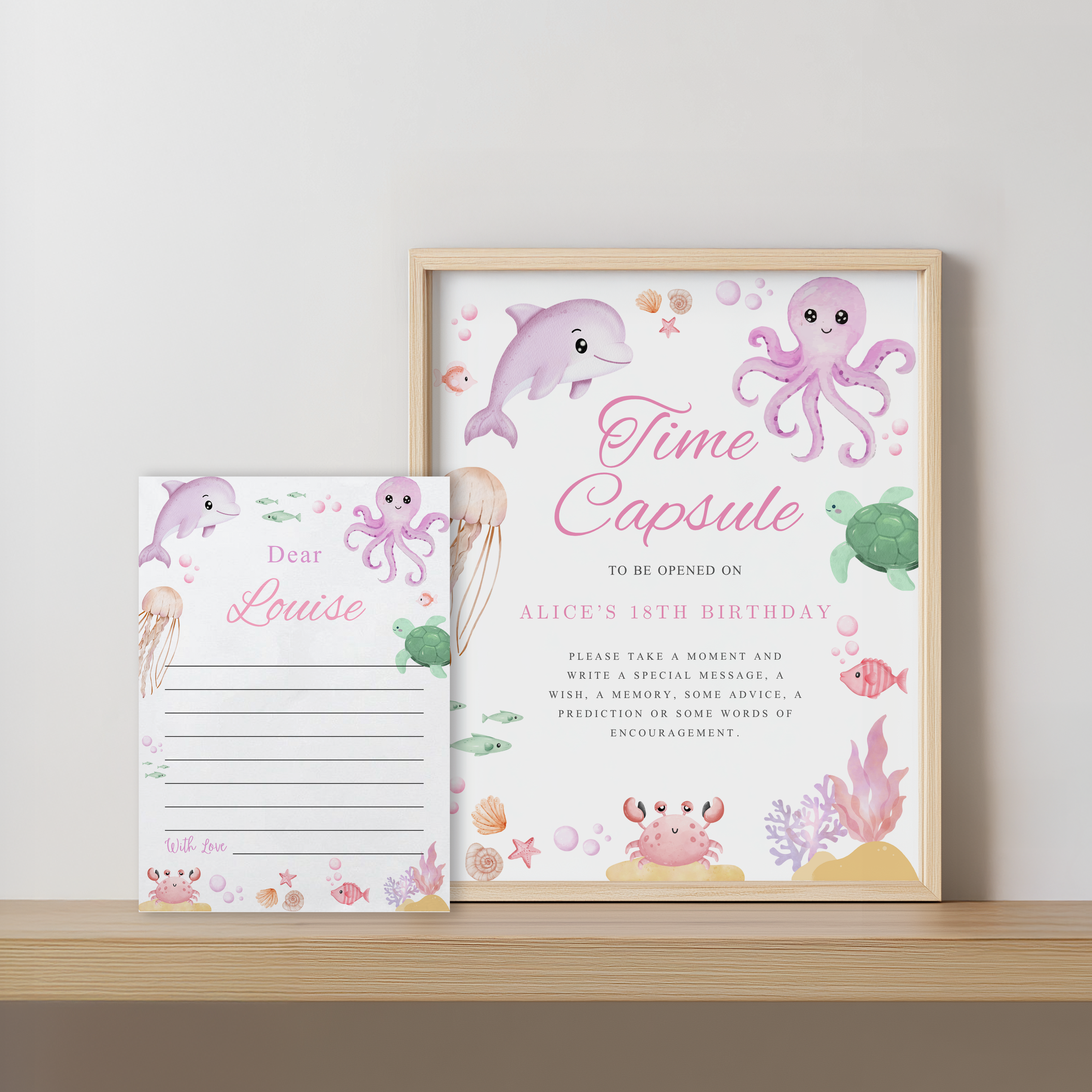 Oneder the sea Birthday Capsule Sign, Under the sea Pink 1st 9180