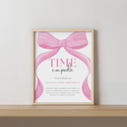 Pink Bow Time Capsule Sign, Pink Bow 1st Birthday Time Capsule, Time Capsule Template, Girls Bow 1st Birthday Decorations Pink 9156