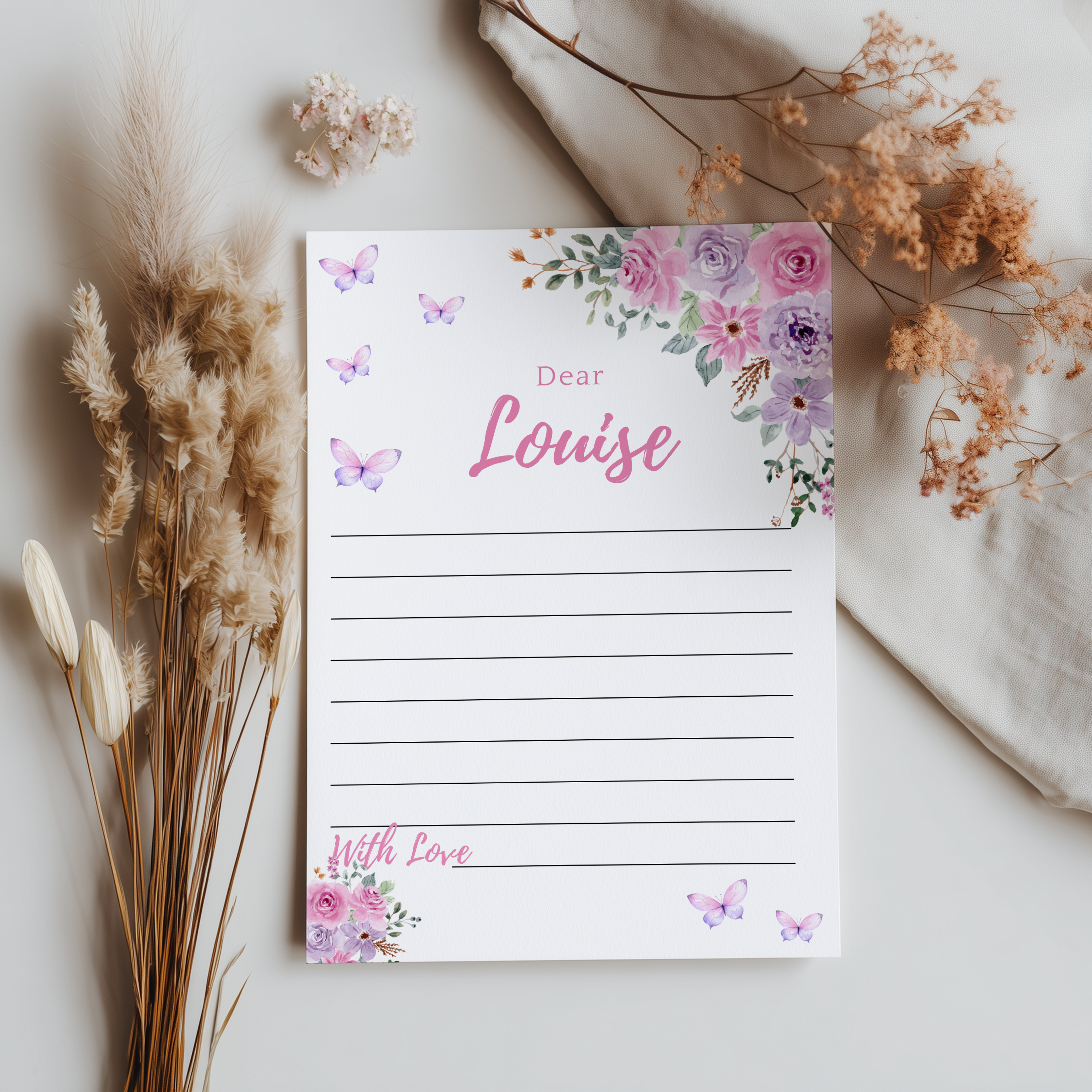 Butterfly Birthday Capsule Sign, Purple Flowers 1st Time Capsule 9194